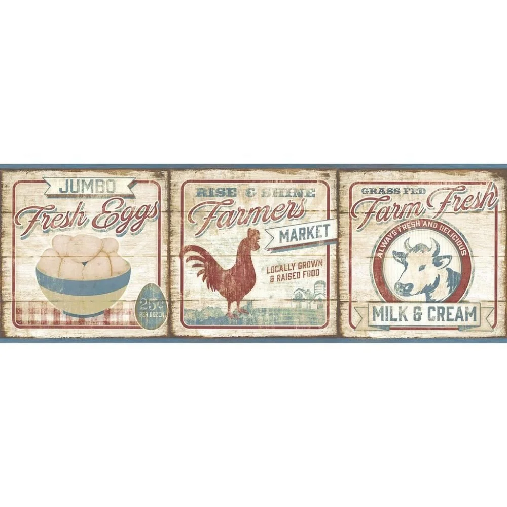 Wallpaper Border Farmers Market Vintage Signs